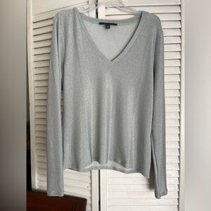 WHITE HOUSE Black Market Shimmering Silver Blouse